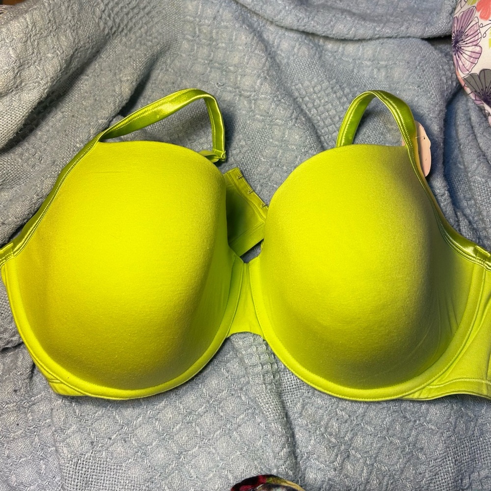 NWT Cacique 44DDD Lime Green Cotton Underwire Bra Seamless